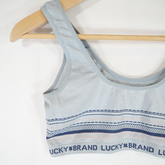 Lucky Brand Women's Seamless Logo Blue Striped Pattern Sports Bra Size M - Picture 5 of 8